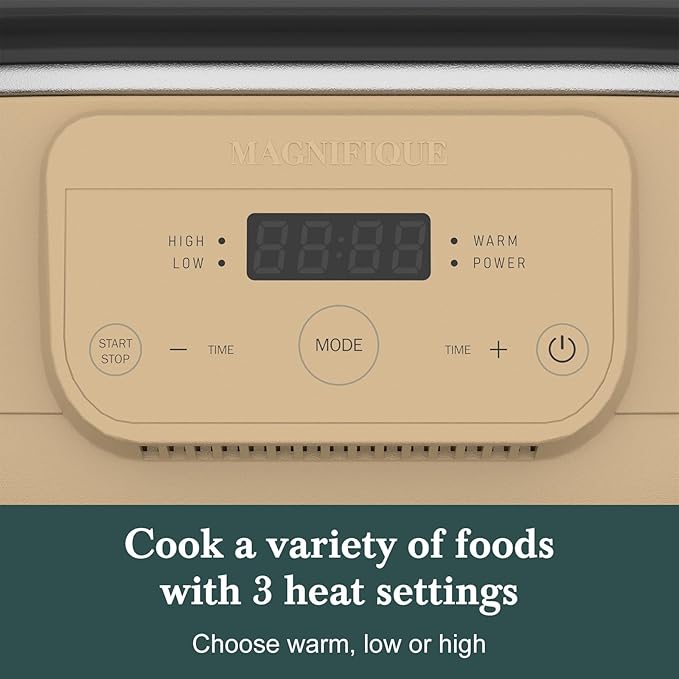 6 Quart Programmable Slow Cooker Removable Healthy Nonstick Crock Pot - Small Kitchen Appliance for Family Dinners - Serves 6+ People - Heat Settings: Keep Warm Brown Brown