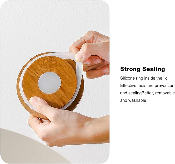 YYW Kitchen Canisters for Countertop, White Airtight Ceramic Canister with Seal Wooden Lid Storage Container for Coffee Bean Ground Coffee Sugar and Tea (Three piece)