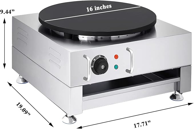 Electric Crepe Maker 16 Inch Large Pancake Machine Crepes Griddle With Wooden Spreader And Spatula