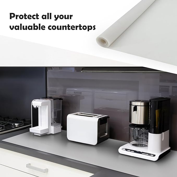 Large Silicone Mats, 78.7”x15.7” Extra Large Silicone Heat Resistant Mat, Countertop Protector, Nonstick Waterproof Mats for Kitchen Counter, Shipped Rolled Up Kitchen Counter Mat, Light Gray