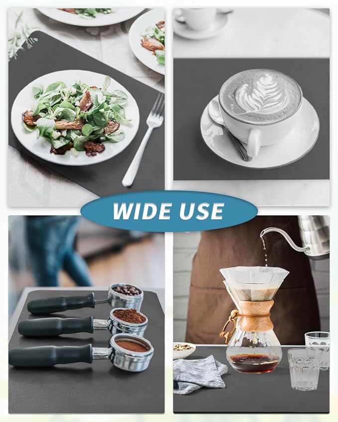 AMOAMI Dish Drying Mat for Kitchen Counter-Coffee Mat Bar Accessories, Hide Stain, Rubber Backed, Absorbent, Fit Under Coffee Maker, Espresso Machine, Pot, Dish Rack, 12"x19", Dark Grey