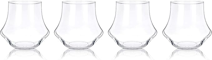 True Whiskey Glasses for Men and Women, Top-notch Bourbon Scotch Whiskey Cups Set, Bar Glassware Drinking Glasses Set of 4, 12 oz
