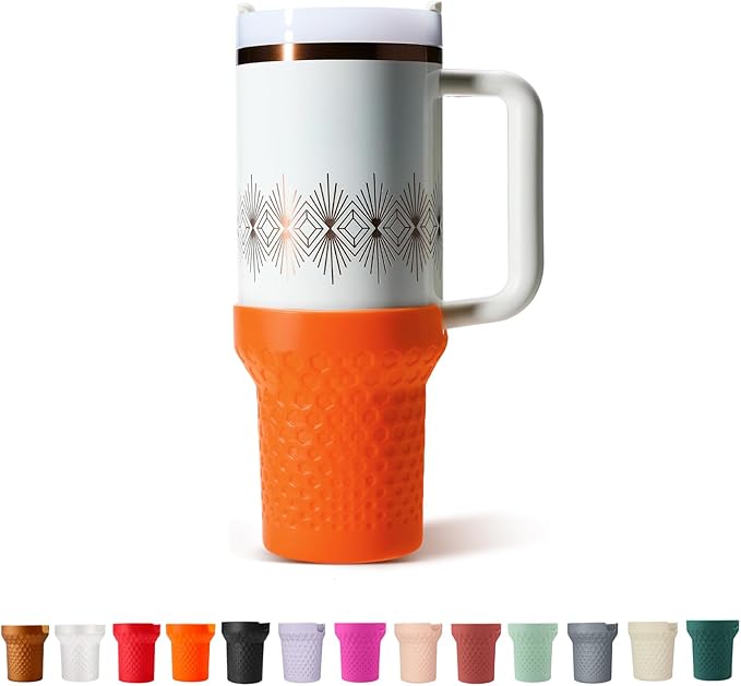 Silicone Boot for Stanley, Tall Rubber Cup Bottom Protector Sleeve Accessories for Stanley Quencher H2.0 FlowState Tumbler 20oz/30oz/Stanley Adventure Quencher Tumbler 24oz (Orange)