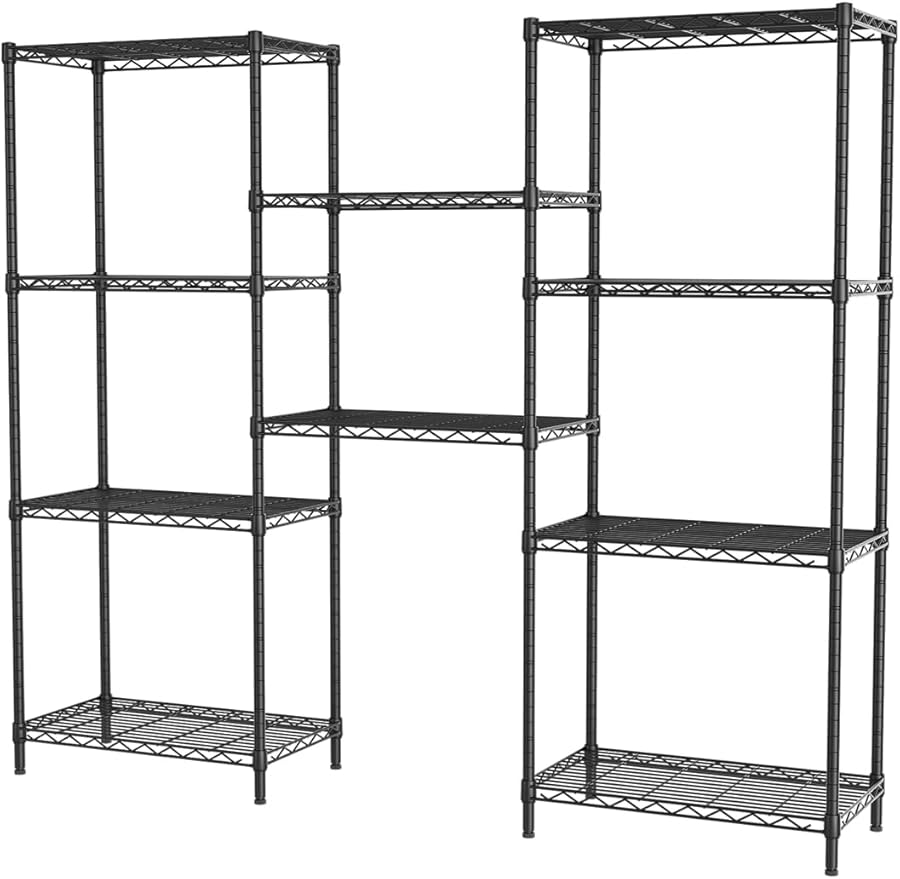 SINGAYE Shelf Wire Shelving Adjustable Storage Shelves Rack Standing Units for Kitchen Closet Laundry Bathroom Organizers Metal Pantry Narrow Mesh Gaps 12" D x 22" W x 59" H Black