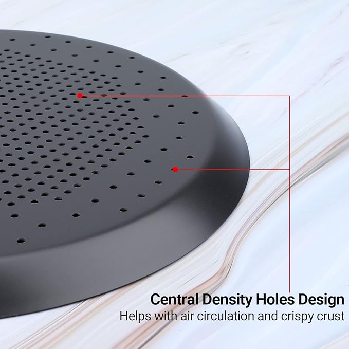 Beasea 10 Inch Pizza Pan With Holes - Perforated Aluminum Alloy Round Vented Crisper for Oven, Baking Tray Bakeware for Home Restaurant Kitchen