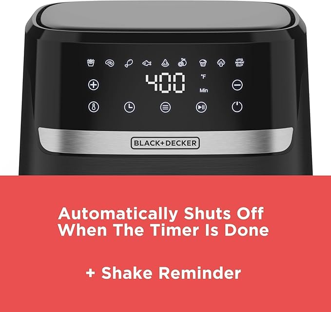 BLACK+DECKER Purifry 8QT Air Fryer, Crispy Deep Fried Taste without the Fat, Plus Bake, Dehydrate, and Keep Food Warm, Digital Touchscreen and Auto Shut-Off