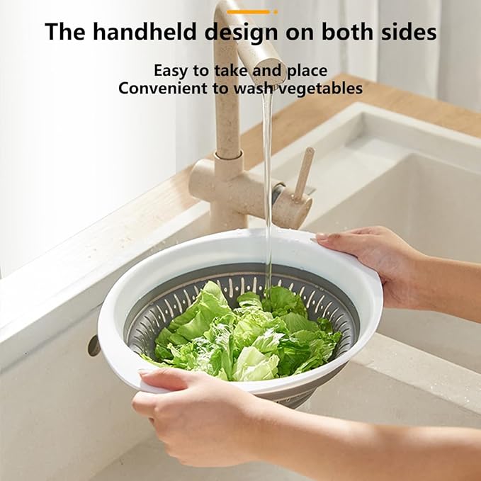 Collapsible Colander and Strainer,Silicone Strainer Colanders & Food Strainers,for Vegetable and Fruit, Kitchen Essentials (2, Blue, 2.5L+2.5L)