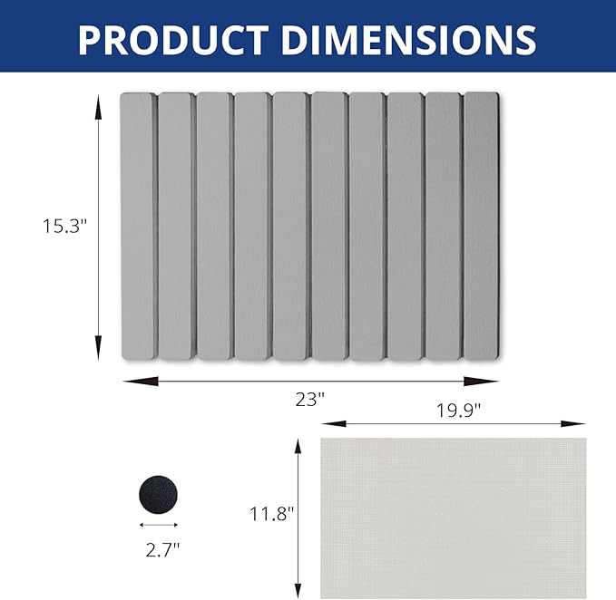 Large Stone Dish Drying Mat for Kitchen Counter, 24"×16" Quick Dry Collapsible Diatomaceous Earth Mat – Super Absorbent Foldable Drying Pad for Dishes (Light Gray, 23.2" x 15.4")