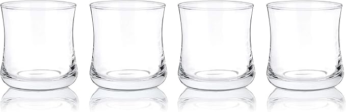 True Bourbon Glass, Whiskey Glasses, Clear Tumbler for Old Fashioned, Scotch, Vodka, Tequila, Brandy, Rum, Gin, Home Bar Glassware, 10 oz Set of 4
