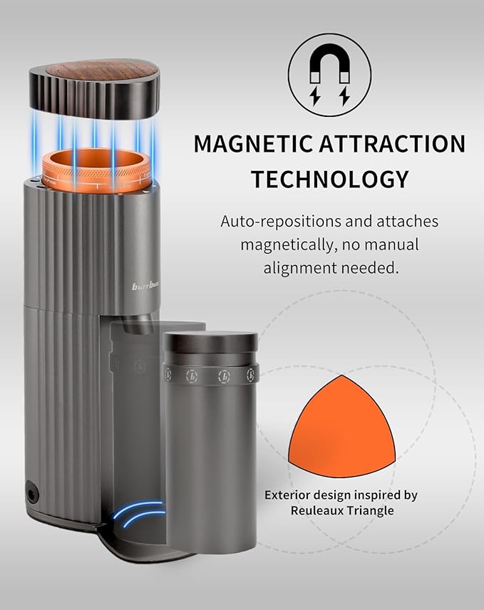 2025 New Electric Burr Coffee Grinder, Professional Espresso Grinder, Quiet, Compact, 65g Single Dose, 90 Settings, Easy to Use & Clean, Stainless-steel Burrs, Great Flavor in Pour Over, French Press