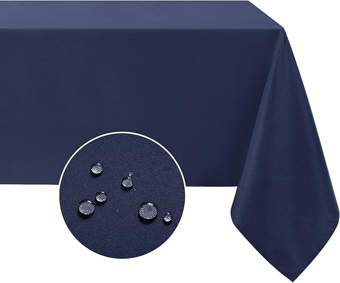Softalker Rectangle Tablecloth, Waterproof & Stain Resistant Table Cloths Wrinkle Free Fabric Washable 210GSM Polyester Table Cover for Dining/Party/Outdoor - 60 x 120 inch,Navy Blue