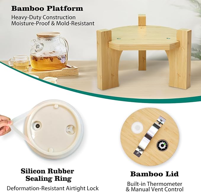 1.2 Gallon Glass Drink Dispenser For Parties, Beverage Dispenser With Bamboo Wood Stand And Stainless Steel Spigot, Countertop Water Dispenser, Lemonade Dispenser For Wedding, Picnic (2PACK)