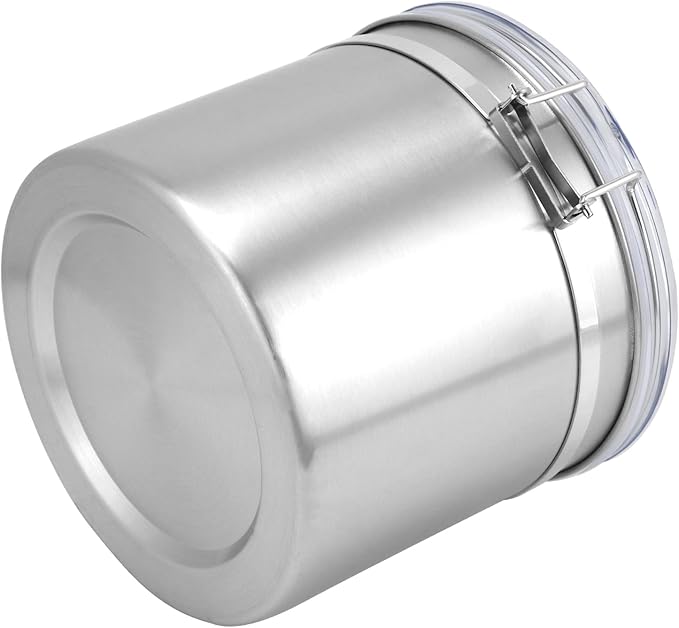 QWORK 160oz Stainless Steel Airtight Canister with Clear Lid for Kitchen Storage | Large Metal Pantry Storage Canister for Coffee Beans, Flour, Tea, Sugar, Cereals