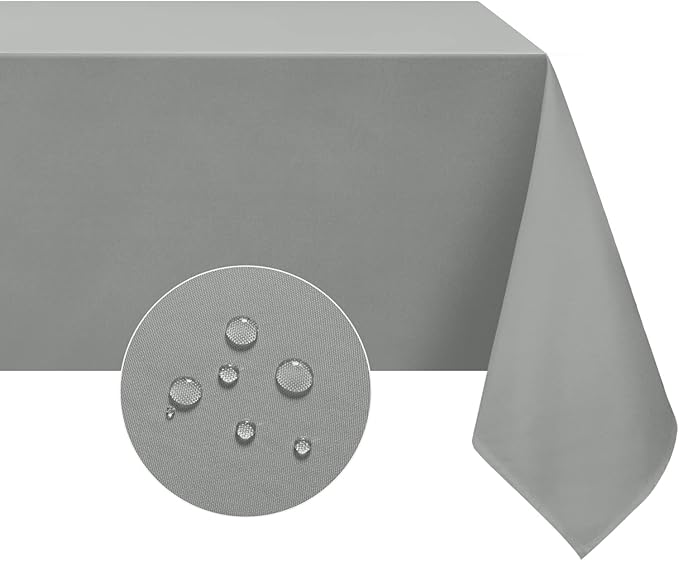 Softalker Rectangle Tablecloth, Waterproof & Stain Resistant Square Table Cloths Wrinkle Free Fabric Washable 210GSM Polyester Table Cover for Dining/Party/Outdoor - 70 x 70 inch,Light Grey