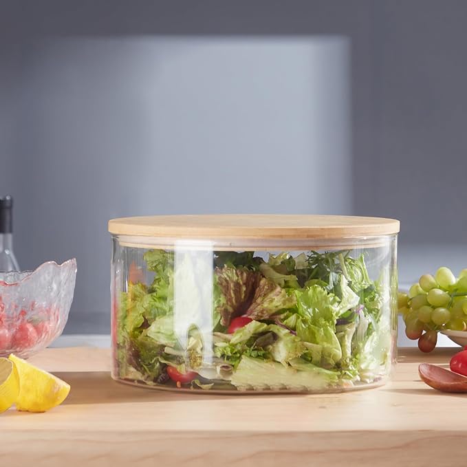 190oz Extra Large Glass Trifle Bowl with Lid, Modern Design Clear Glass Round Dessert Centerpiece Serving Bowl for Laying Ice Cream Cakes, Salad, Fruit, Microwave & Dishwasher Safe