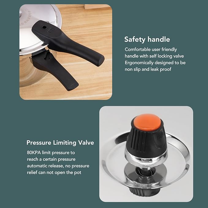 Pressure Pot for Cooking, 80KPA Stainless Steel Explosion Proof Household Pressure Cooker Multifunctional Kitchen Pressure Cooker with Safety Valve, Pressure Cooking Pot (3L)