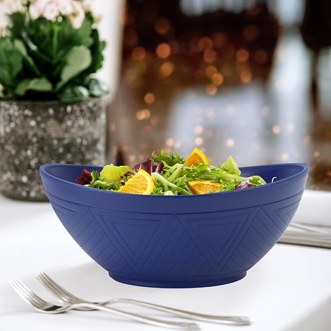 65oz Large Salad Bowls Deep Blue - Wheat Straw Serving Bowls Set of 4 - Unbreakable Serving Bowls Dishware & Microwave Safe - BPA Free Bowl for kitchen,camping