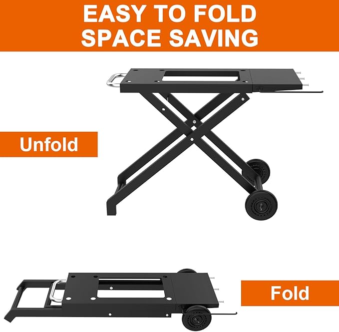Portable Grill Cart for Blackstone 17 Inch & 22 Inch Table Top Griddles, Folding Cart Griddle Stand with Side Shelf for Blackstone 17" 22" Grills, Backyard, Camping and Outdoor Cooking