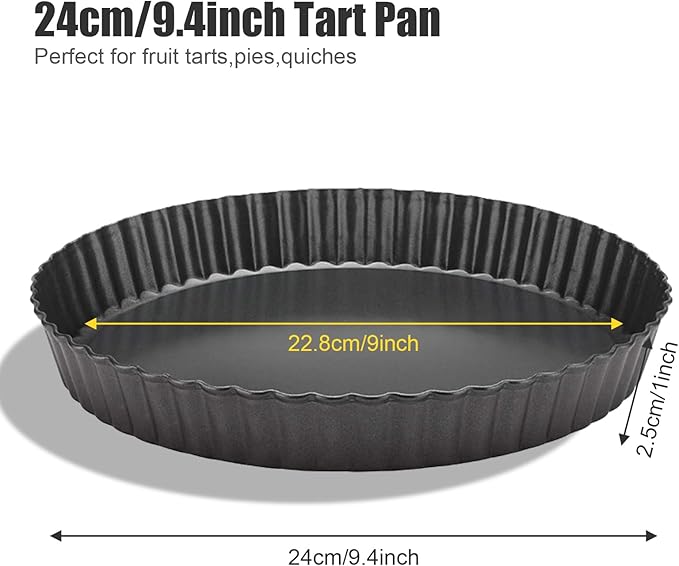 9 Inch Fluted Tart Pan Fruit Pie Pans With Removable Base Nonstick Coating Tarts Molds for Baking Supply For Pizza Tartlet Cake Quiche