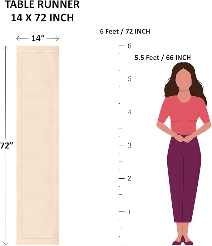 Solino Home White Table Runner 72 Inches Long - Dru Cotton Linen Dining Table Runner 14 x 72 Inch for Summer, Fall, Autumn, Halloween - Handcrafted and Machine Washable