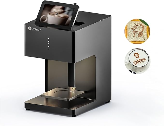 Coffee Latte Art Machine EB-Pro Customized Photo, Text, LOGO Printing Cake Desserts DIY Personalized Decoration for Cafes Bars Museums, Brown FancyBox - Black