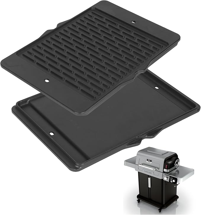 FlexFlame Cast Iron Reversible Griddle for Ninja Grills, Upgrade Flat Top Griddle Plate for Ninja PG300 Outdoor Grill Accessories Compatible with Flexflame Grill Accessories XSKHLFGRIDLE 17''L x 12''W