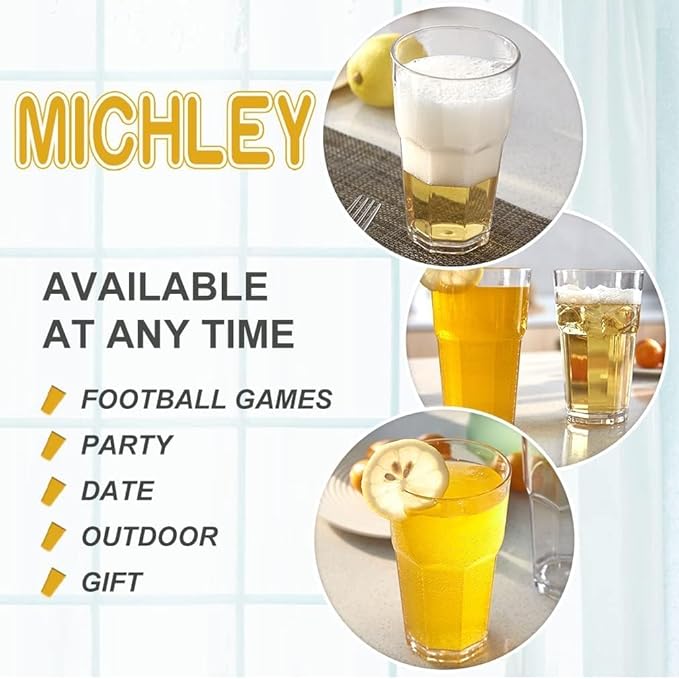MICHLEY Unbreakable Drinking Glasses Set of 2, 12oz Tritan Plastic Highball Glass, Tumbler Glassware for Water Beer Juice