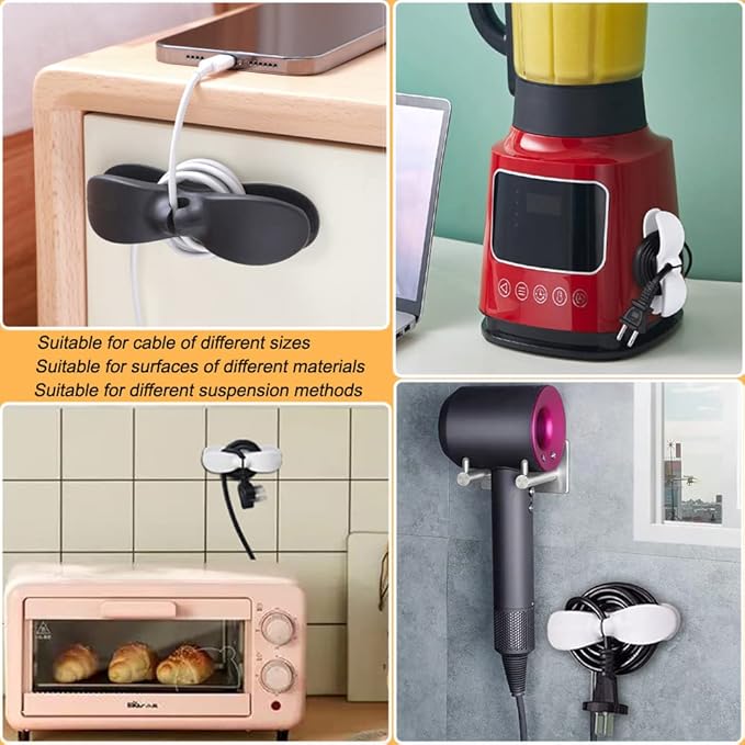 Cord Organizer for Appliances, 4PCS Kitchen Appliance Cord Winder Cord Organizers, Cord Holder Cord Wrapper for Appliances Stick on Pressure Cooker, Mixer, Blender, Coffee Maker, Air Fryer