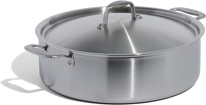 Made In Cookware - 10 Quart Stainless Steel Rondeau Pot w/Lid - 5 Ply Stainless Clad - Professional Cookware - Crafted in Italy - Induction Compatible