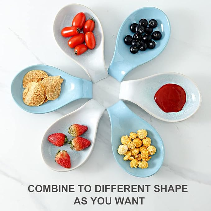 Nihow Ceramic Spoon Rest: 4 Inch Stable Utensil Rest - Heat Resistant Spoon Holder for Kitchen counter/Countertop/Stove Top - Dishwasher Safe - Elegant Green & White (1 PC)