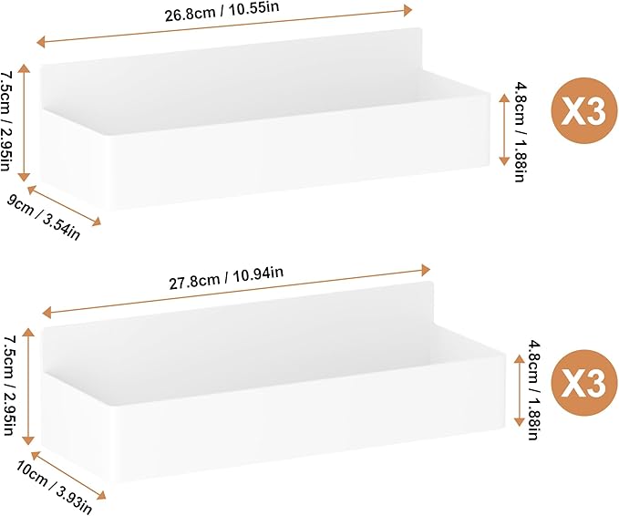 Magnetic Spice Rack for Refrigerator, Kitchen Organizer and Storage Shelf, White (6 Pack)…