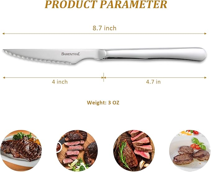 Steak Knives Set of 6, German Stainless Steel Sharp Steak Knife Set, 4.8 Inch Serrated Knives with Box, Steak Knifes for Home Party Christmas Gift