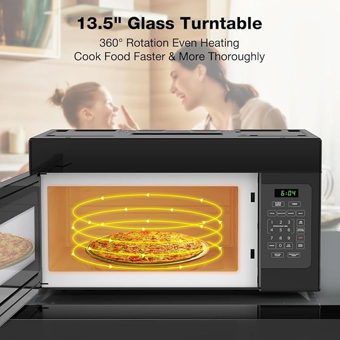 30" Over the Range Microwave Oven, ThermoMate 1.7 Cu. Ft. Capacity Microwave Over the Stove with One Touch, 1000 Cooking Watts, 300 CFM, 10 Power Levels, LED Lighting, Black