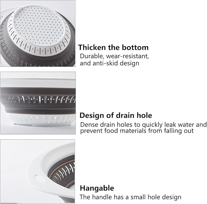 Collapsible Colander and Strainer,Silicone Strainer Colanders & Food Strainers,for Vegetable and Fruit, Kitchen Essentials (2, Blue, 2.5L+2.5L)