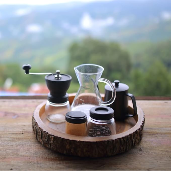 Mixpresso Manual Coffee Grinder, Spice Grinder Manual, Glass Jars, Ceramic Burr, Adjustable Grind, Easy to Clean, Portable Compact Design, 3 Piece Set, Stainless Steel