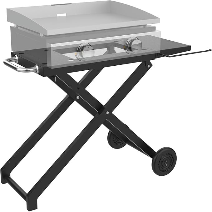 Portable Grill Cart for Blackstone 17 Inch & 22 Inch Table Top Griddles, Folding Cart Griddle Stand with Side Shelf for Blackstone 17" 22" Grills, Backyard, Camping and Outdoor Cooking