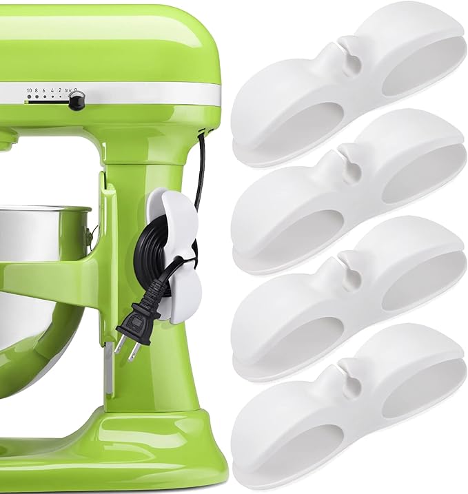 Cord Organizer for Appliances, 4PCS Kitchen Appliance Cord Winder Cord Organizers, Cord Holder Cord Wrapper for Appliances Stick on Pressure Cooker, Mixer, Blender, Coffee Maker, Air Fryer