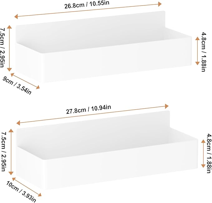 Magnetic Spice Rack for Refrigerator, Kitchen Organizer and Storage Shelf, White (2 Pack)…