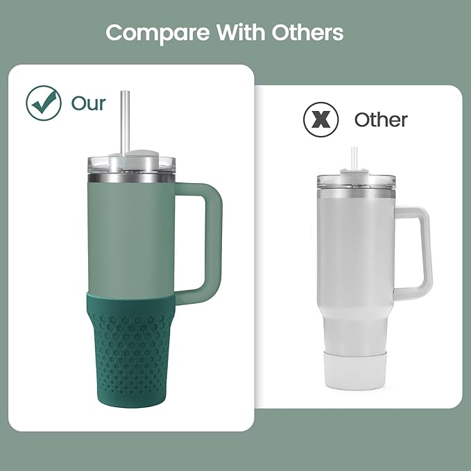 Silicone Boot for Stanley, Cup Bottom Protector Sleeve Accessories for Stanley Quencher H2.0 FlowState Tumbler 20oz/30oz/Stanley Adventure Quencher Tumbler 24oz (Dark Green)