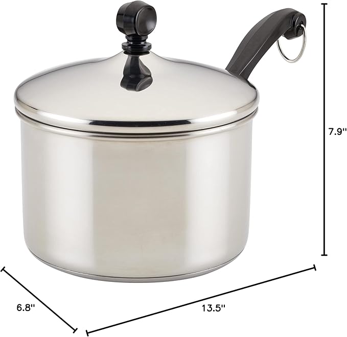Farberware Classic Stainless Steel Sauce Pan/Saucepan with Lid, 3 Quart, Silver