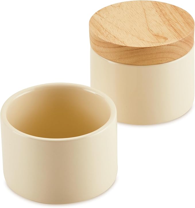 Rachael Ray Ceramics Stacking Spice Box Set with Lid, 3 Piece, Almond