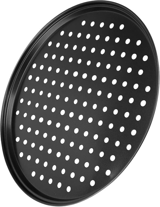 MANCHAP 6 Pack 12.5 Inch Black Pizza Pan with Holes, 32cm Perforated Carbon Steel Pizza Baking Pan, Round Nonstick Pizza Tray for Baking, Kitchen