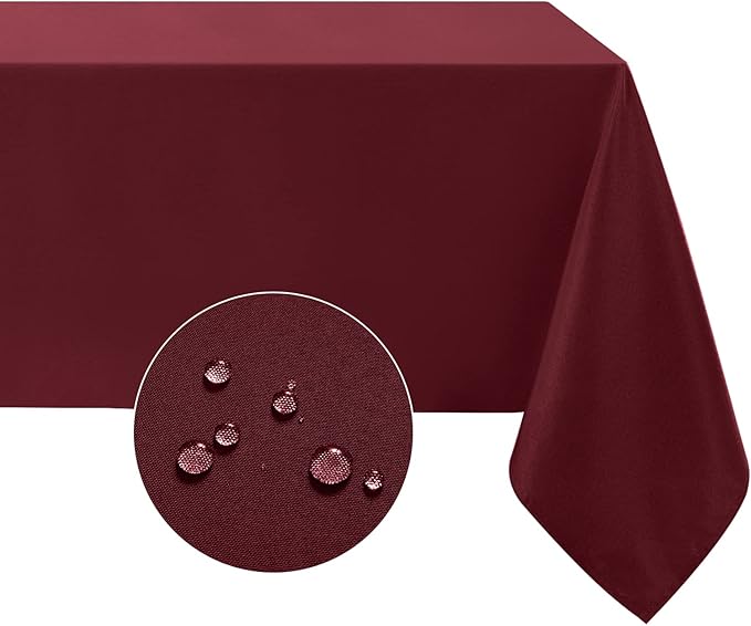 Softalker Rectangle Tablecloth, Waterproof & Stain Resistant Table Cloths Wrinkle Free Fabric Washable 210GSM Polyester Table Cover for Dining/Party/Outdoor - 54 x 78 inch,Burgundy