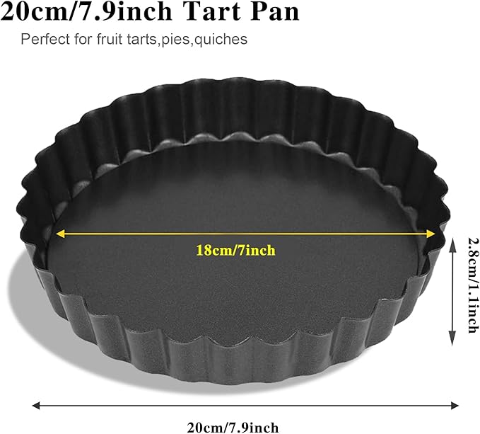 7 Inch Tart Pan Fluted Fruit Pie Pans with Removable Base Nonstick Coating Tarts Molds for Baking Supply For Pizza Tartlet Cake Quiche