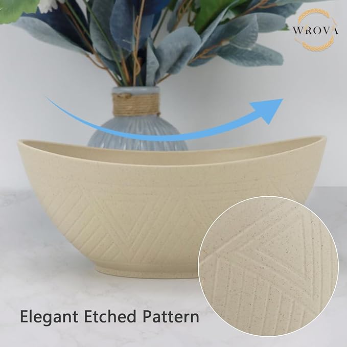 65oz Big Wheat Straw Bowls - Large Salad Bowls set of 6 - Unbreakable Serving Bowl Sets - Microwave & Dishwasher Safe Bowl Sets for Cereal,Salad,Fruit - Beige