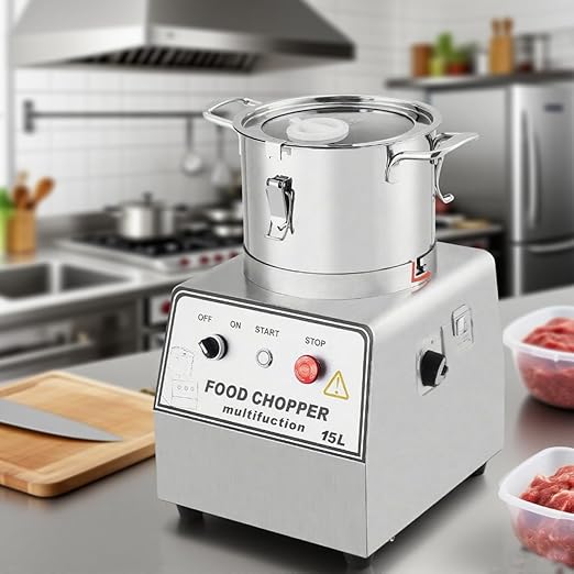 16 Quart Commercial Food Processor, Electric Combination Chopper Meat & Vegetable Grinder, Multi-Functional Stainless Steel Food Processor w/Gloves, 110V/1400W for Fruit, Grains, Nuts Shredding(15L)