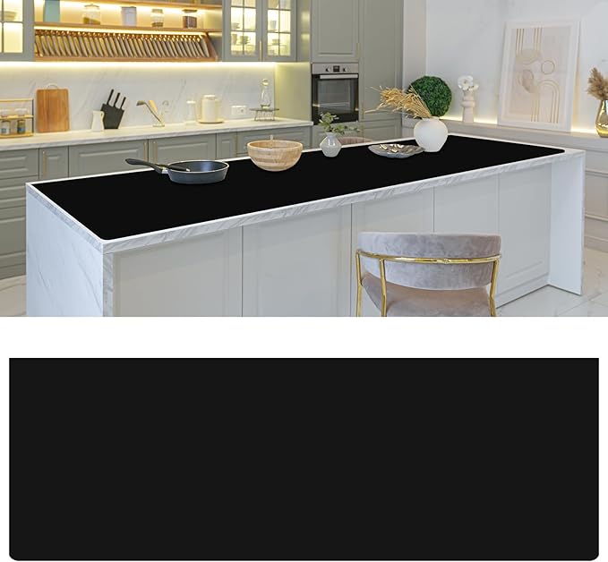 Hushee Silicone Mats for Kitchen Counter in Roll 120'' x 24'' Nonslip Cuttable Heat Resistant Mat for Kitchen Countertop Placemat(Black)