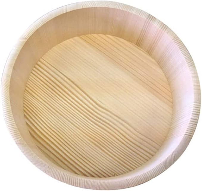 TIKUSAN Wooden Hangiri Sushi Rice Mixing Tub PP Band with Lid Made in Japan Made of Momi Fir Sushi Rice Bowl Sushi Oke (13" (33cm))
