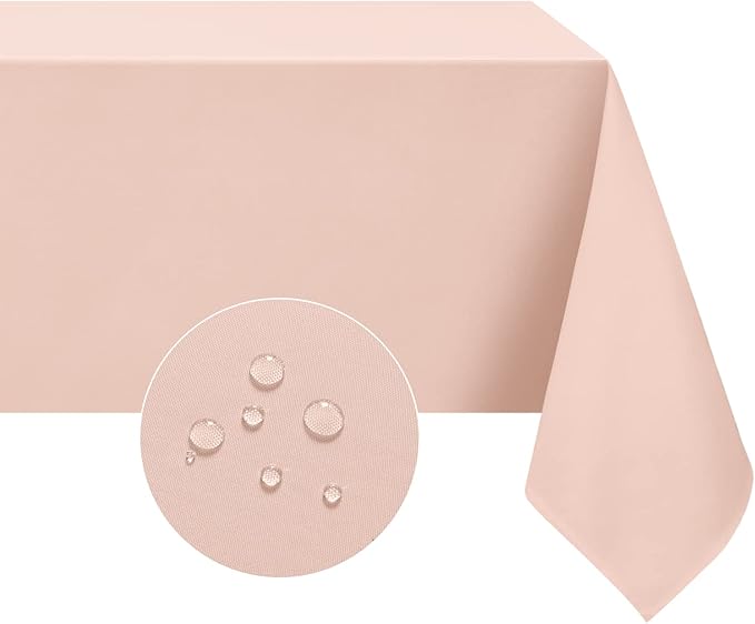 Softalker Rectangle Tablecloth, Waterproof & Stain Resistant Table Cloths Wrinkle Free Fabric Washable 210GSM Polyester Table Cover for Spring/Party/Outdoor - 60 x 84 inch,Pink