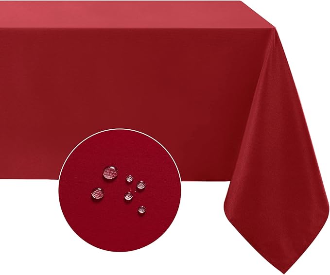 Softalker Rectangle Tablecloth, Waterproof & Stain Resistant Table Cloths Wrinkle Free Fabric Washable 210GSM Polyester Table Cover for Dining/Party/Outdoor - 54 x 78 inch,Red